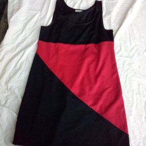 Loft Sleeveless Scoop Neck Casual Red/Black Dress Size L